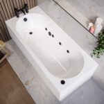 Single Ended Whirlpool Spa Bath with 8 Matt Black Whirlpool Jets 1700 x 750mm - Alton