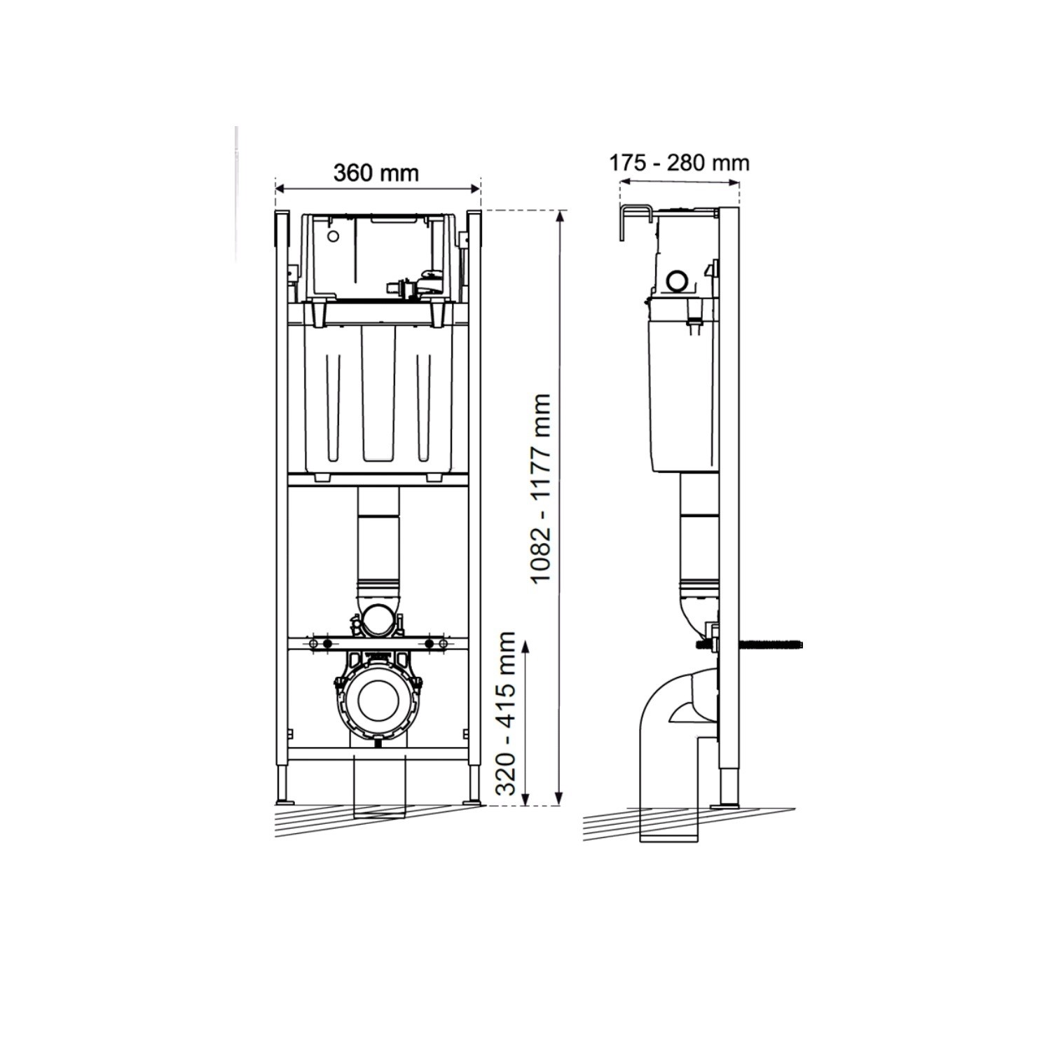 Wirquin Initio Compact WC Frame with Black Flush Plate - Image 3