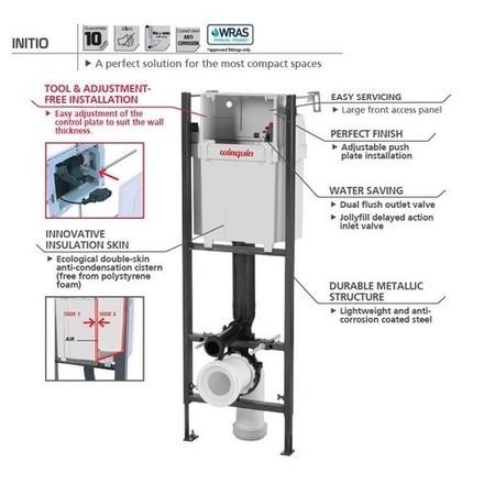 Wirquin Initio Compact WC Frame with Black Flush Plate - Image 4