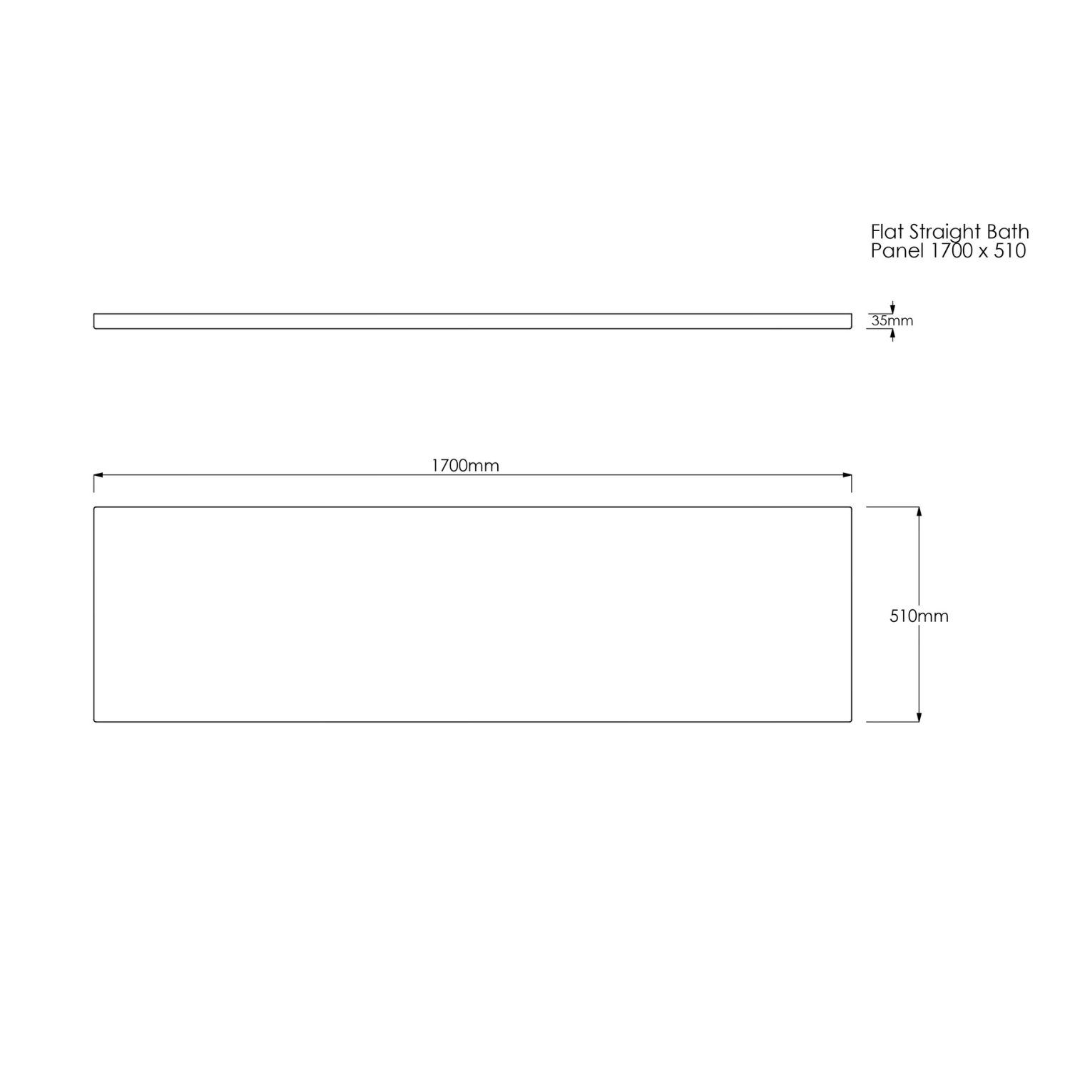 Matt White Single Ended Shower Bath with Front Panel & Matt Black Screen 1700 x 700mm - Malden - Image 3