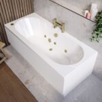 Double Ended Whirlpool Spa Bath with 6 Brushed Brass Whirlpool Jets 1700 x 750mm - Burford