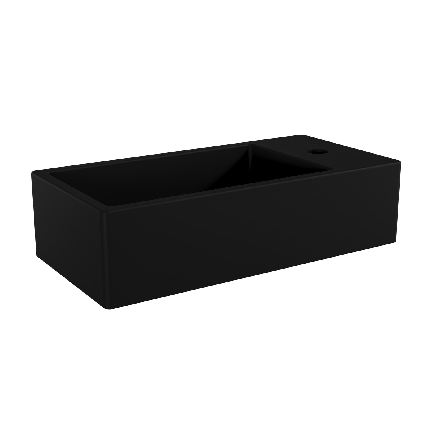 Cloakroom Black Wall Hung Basin Right Hand 405mm - Detroit - Image 2