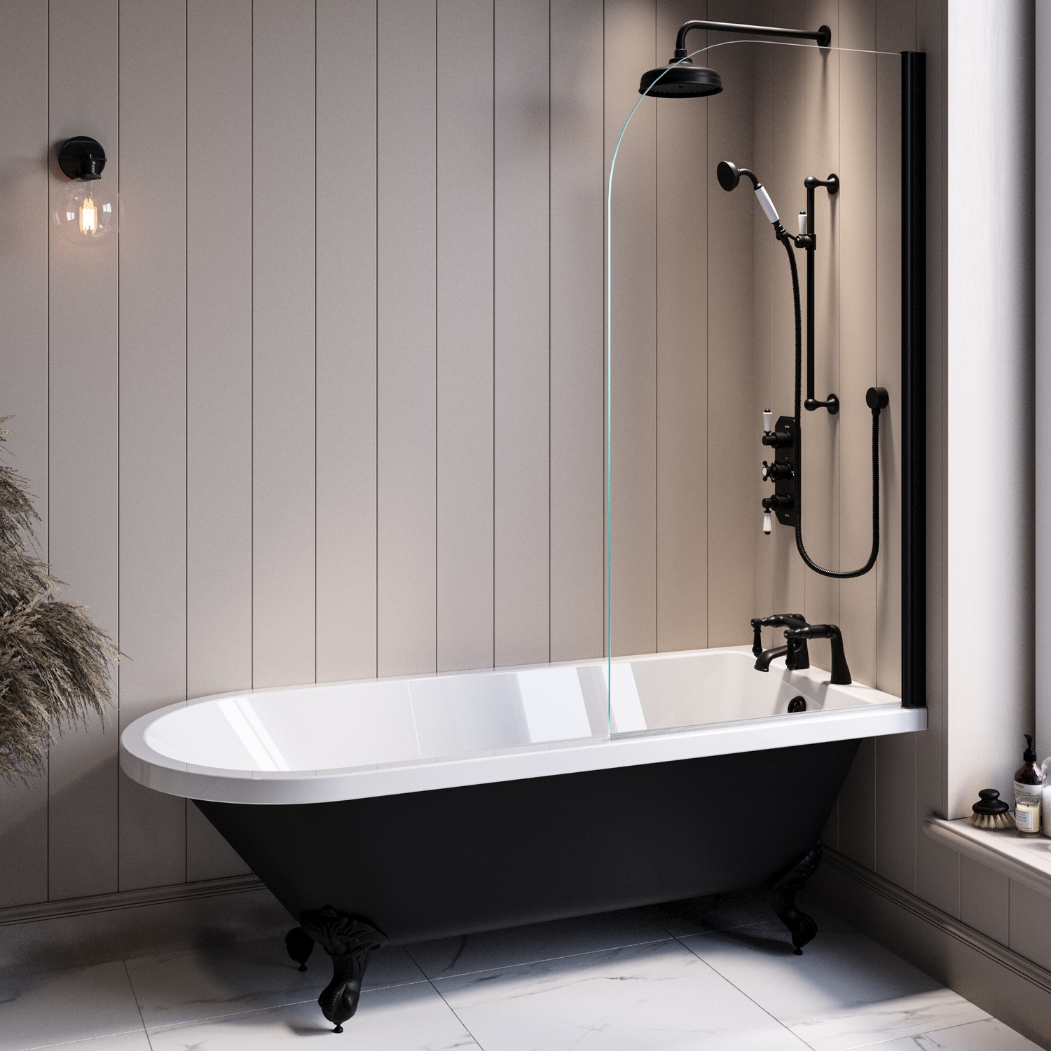 Matt Black Traditional Bath Filler - Helston - Image 4