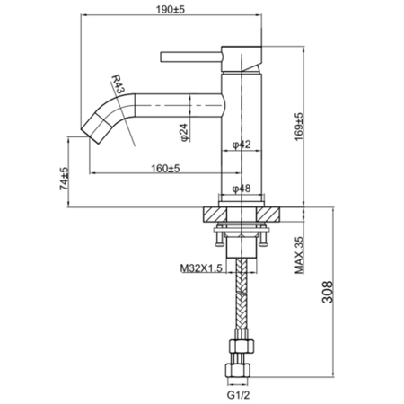 Black Mono Basin Mixer Tap - Arissa - Image 4