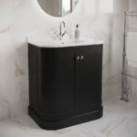 800mm Black Curved Freestanding Vanity Unit with Basin - Bowland