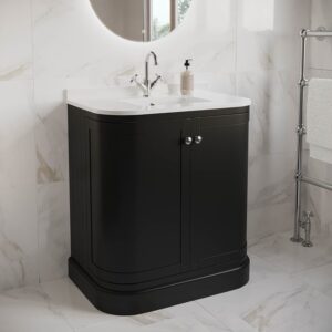 800mm Black Curved Freestanding Vanity Unit with Basin - Bowland