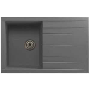 Rocklite Bredon Single Bowl Inset Grey Composite Kitchen Sink with Reversible Drainer