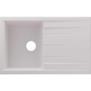 Rocklite Bredon Single Bowl Inset White Composite Kitchen Sink with Reversible Drainer