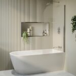 Freestanding Shower Bath Single Ended Right Hand Corner with Chrome Bath Screen 1650 x 800mm - Amaro