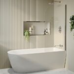 Freestanding Shower Bath Single Ended Right Hand Corner with Chrome Bath Screen 1800 x 800mm - Amaro