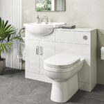 1050mm White Toilet and Sink Unit with Round Toilet - Classic