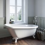 Freestanding Single Ended Roll Top Slipper Bath with White Feet 1555 x 725mm - Park Royal