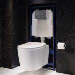 Wall Hung Toilet with Soft Close Seat Frame Cistern and Chrome Flush - Alcor