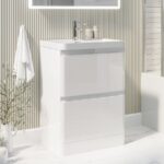 600mm White Freestanding Vanity Unit with Basin - Pendle