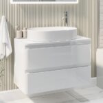 800mm White Wall Hung Countertop Vanity Unit with Basin - Pendle