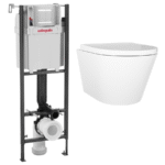 Wall Hung Toilet With Slim Soft Close Seat Frame Cistern and Chrome Flush- Newport