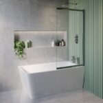 Freestanding Single Ended Right Hand Corner Shower Bath with Chrome Sliding Bath Screen 1500 x 740mm - Kona