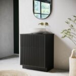 650mm Black Wooden Freestanding Countertop Vanity Unit with Round Basin - Matira