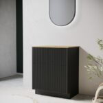 650mm Black Wooden Freestanding Countertop Vanity Unit with Wood Effect Worktop - Matira