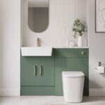 1200mm Green Toilet and Sink Unit with Brass Fittings - Ontario