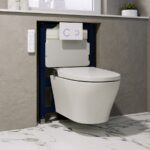 Wall Hung Smart Bidet Japanese Toilet with Heated Seat & 820mm Frame Cistern and White Sensor Flush Plate - Purificare