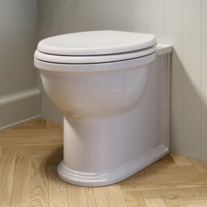 Back to Wall Rimless Toilet and Soft Close Seat with Brushed Brass Hinges - Ripley
