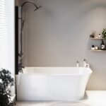 Freestanding Shower Bath Single Ended Left Hand Corner with Matt Black Bath Screen 1700 x 750mm - Vigo