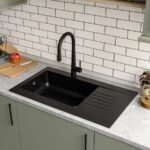 Single Bowl Inset Black Composite Kitchen Sink with Reversible Drainer - Essence Amelia