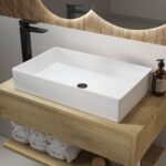 White Rectangular Countertop Basin 605mm - Corey