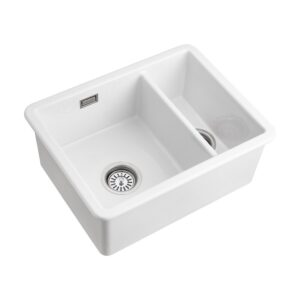 Rangemaster Rustique 1.5 Bowl Inset / Undermount White Ceramic Kitchen Sink