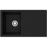 Rocklite Milton Single Bowl Inset Black Composite Kitchen Sink with Reversible Drainer