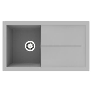 RockLite Milton Single Bowl Inset Grey Composite Kitchen Sink with Reversible Drainer