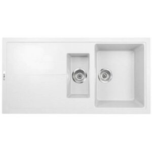 1.5 Bowl Inset White Granite Kitchen Sink with Reversible Drainer - Essence