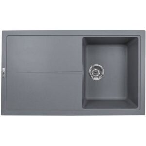 Single Bowl Inset Gunmetal Grey Granite Kitchen Sink with Reversible Drainer - Essence