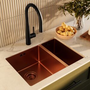 1.5 Bowl Undermount Copper Stainless Steel Kitchen Sink - Enza Tamara