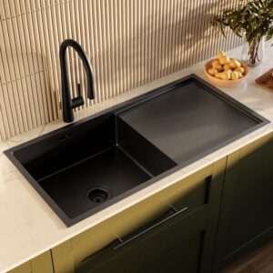Single Bowl Inset Black Stainless Steel Kitchen Sink - Enza Tamara