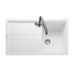 Rangemaster Topaz Single Bowl Inset White Granite Kitchen Sink with Reversible Drainer