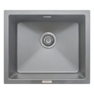 Single Bowl Inset / Undermount Grey Granite Kitchen Sink with Reversible Drainer - Essence