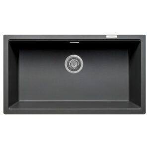 Single Bowl Undermount Gunmetal Grey Granite Kitchen Sink with Reversible Drainer - Essence