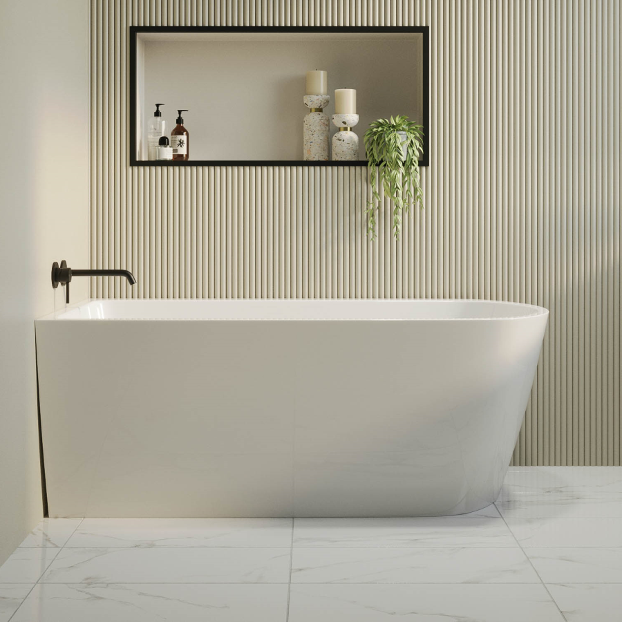 Freestanding Single Ended Left Hand Corner Bath 1500 x 800mm - Amaro - Image 2