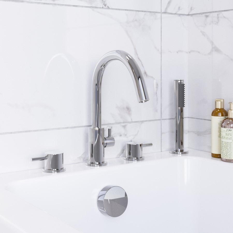 Chrome 4 Hole Bath Shower Mixer Tap - Arissa - Image 2