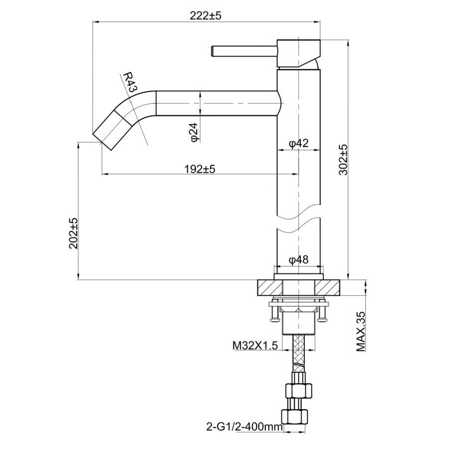 Brushed Bronze Tall Mono Basin Mixer Tap - Arissa - Image 2