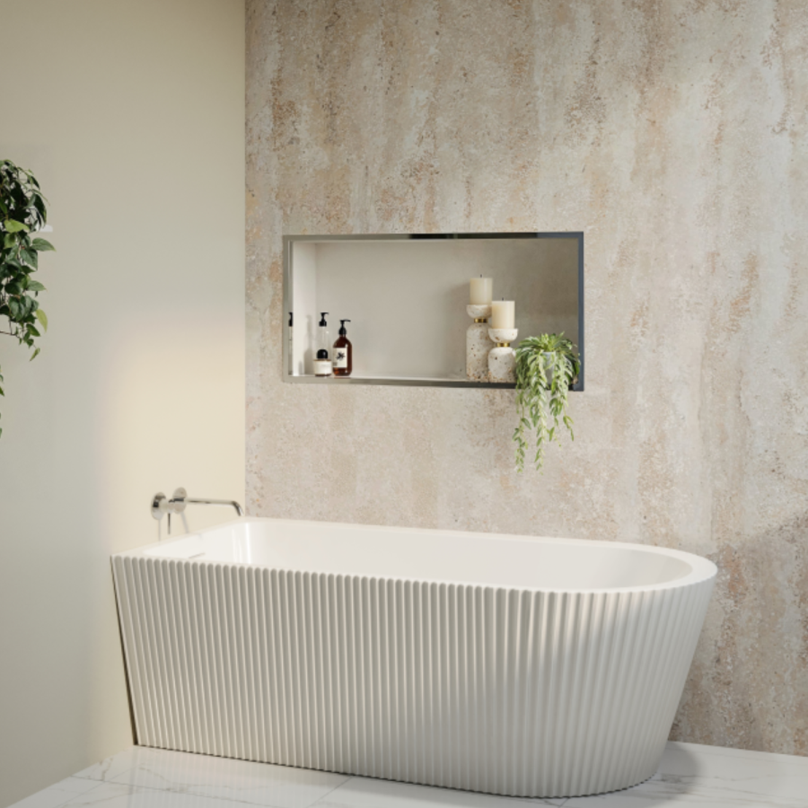 Freestanding Single Ended Left Hand Fluted Corner Bath 1650 x 800mm - Amaro - Image 2