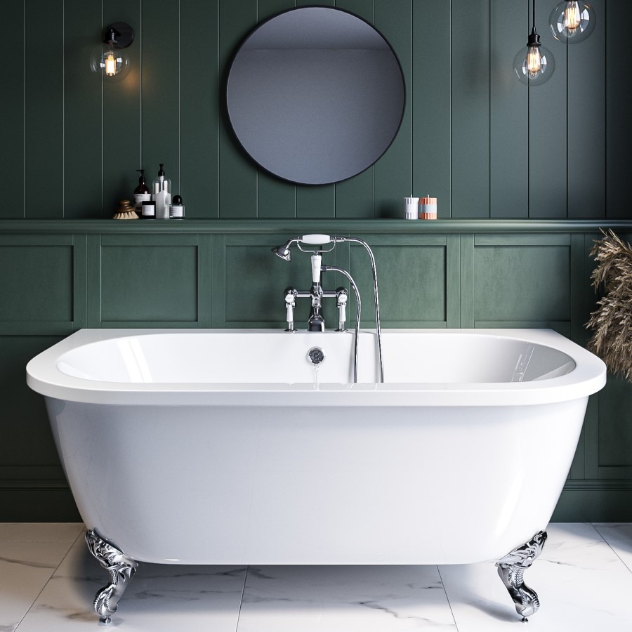 Freestanding Double Ended Back to Wall Bath with Chrome Feet 1700 x 745mm - Park Royal - Image 2