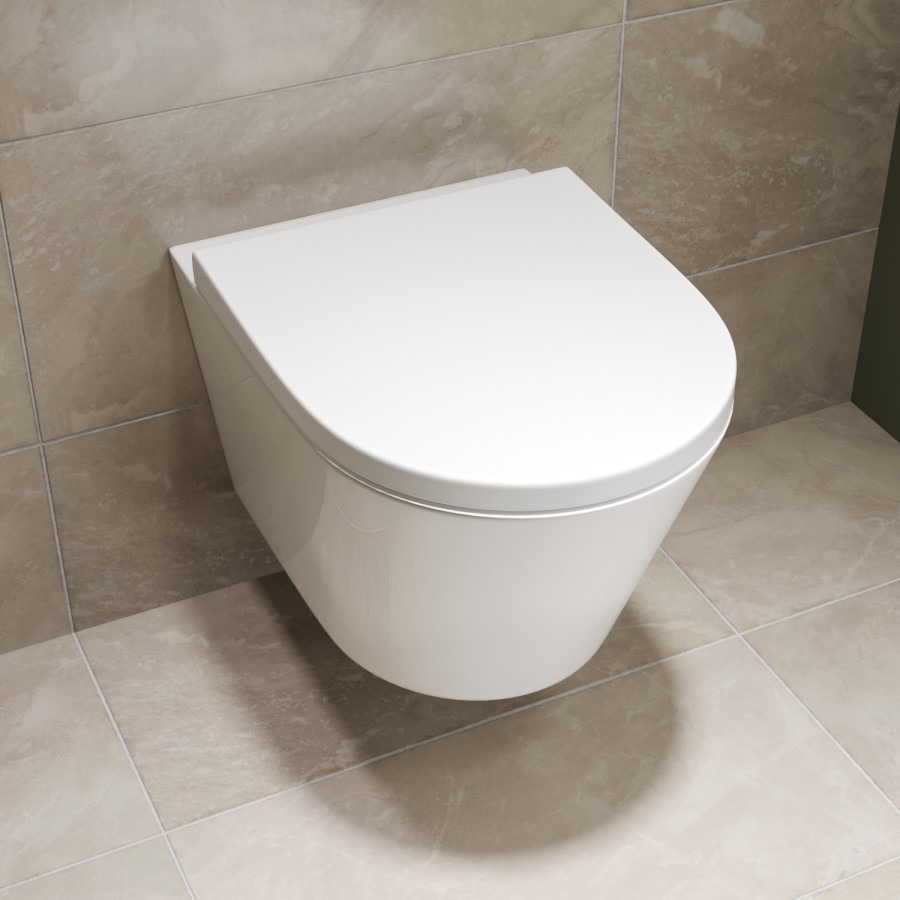 Wall Hung Rimless Short Projection Toilet with Soft Close Seat - Newport - Image 2
