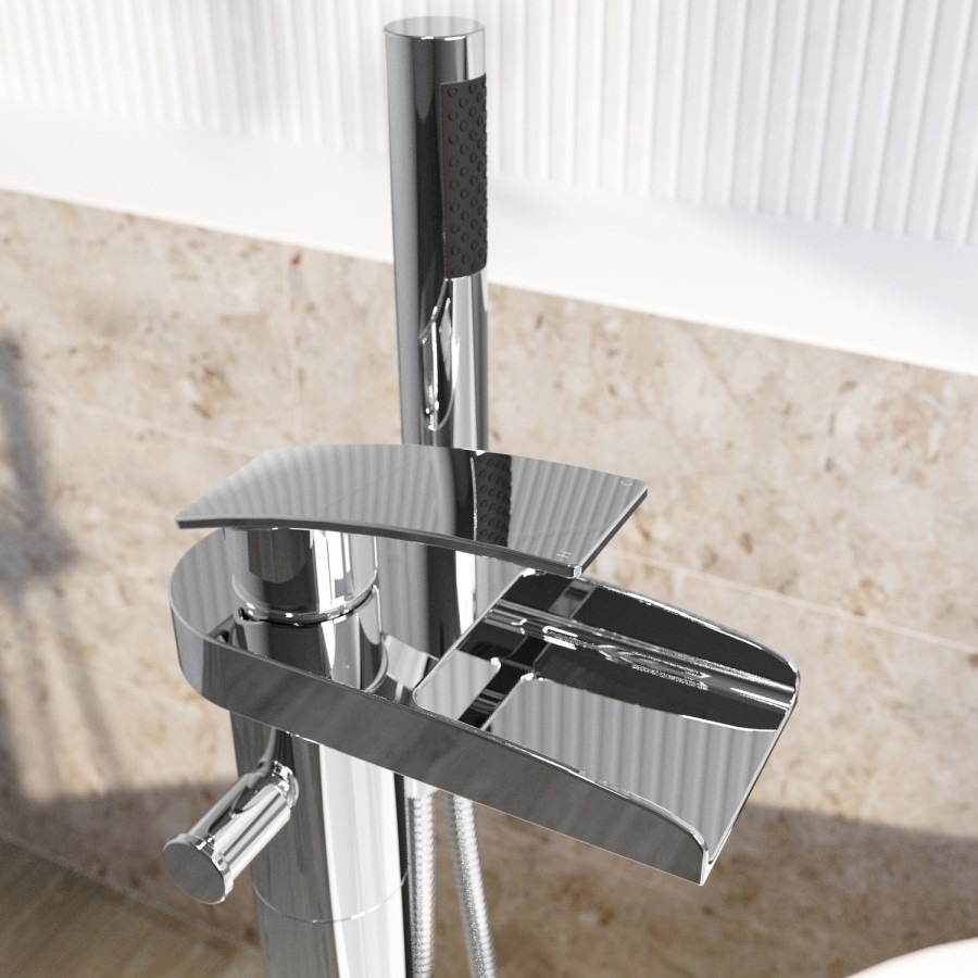 Chrome Freestanding Bath Shower Mixer Tap - Elina - Image 2