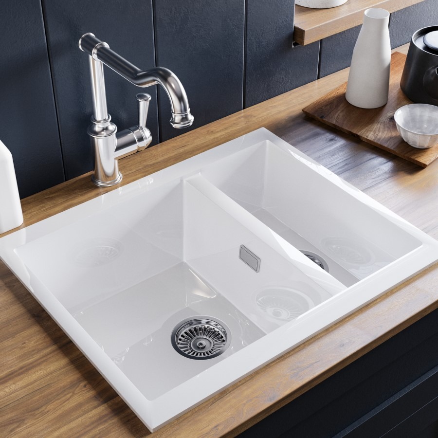 1.5 Bowl White Ceramic Kitchen Sink- Taylor & Moore Esme - Image 2