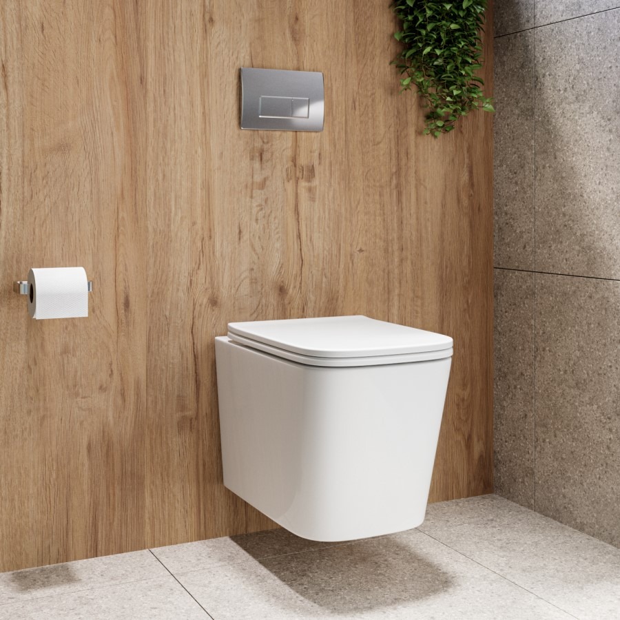 Albi Wall Hung Toilet 1160mm Pneumatic Frame & Cistern & Chrome Flush Plate - Image 2