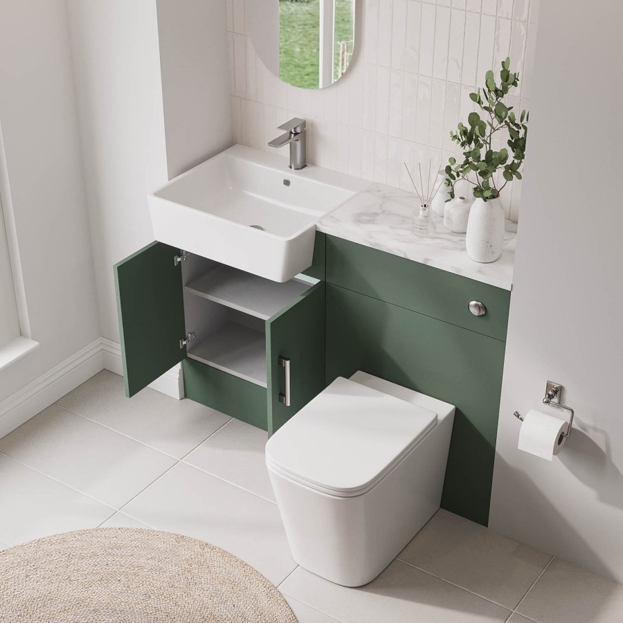 1200mm Green Toilet and Sink Unit with Chrome Fittings - Ontario - Image 2