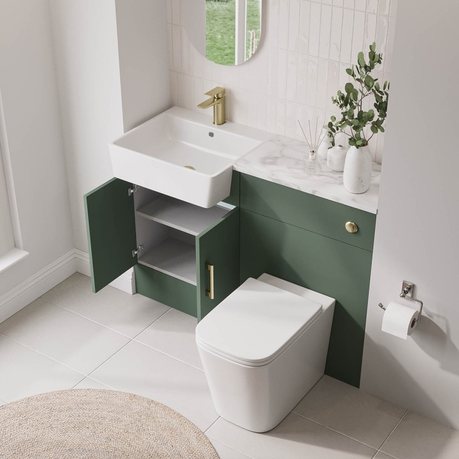 1200mm Green Toilet and Sink Unit with Brass Fittings - Ontario - Image 2